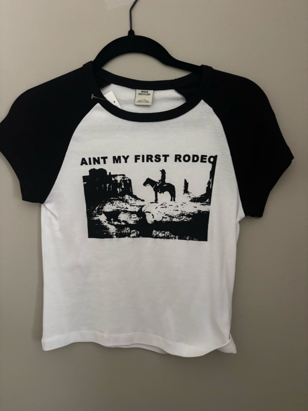 Urban Outfitters Black & White Raglan Graphic Tee